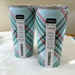 Corkcicle Peppermint Plaid Stainless Steel16oz Tumbler